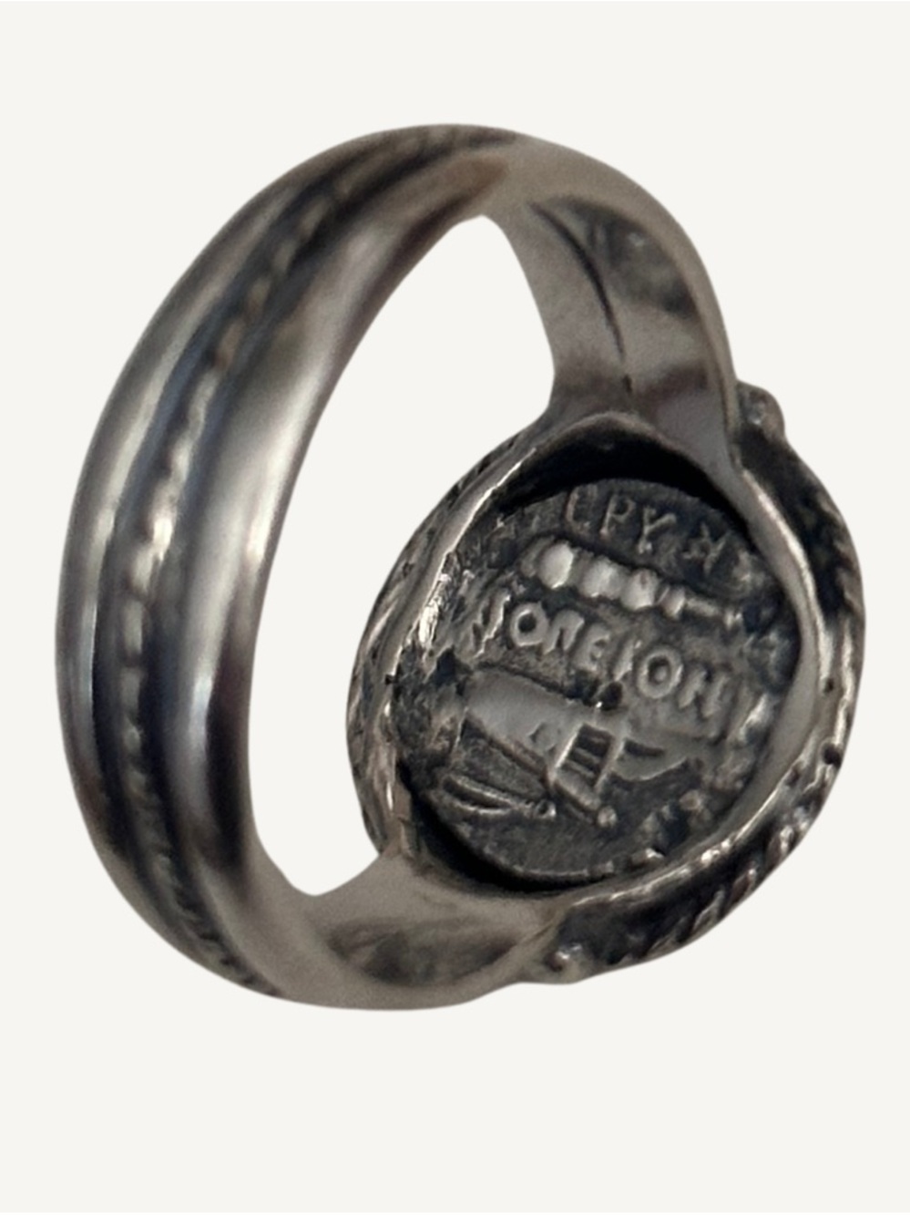 Sterling Silver Signet Ring - Antique Vintage Drachma Coin - Picture 7 of 8